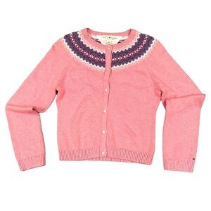 Vintage Tommy Hilfiger Fair Isle Cardigan Sweater Girls Lrg Cottage Classic Cozy